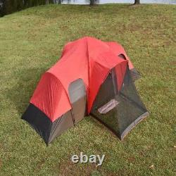 Large Outdoor Camping Tent, 10-Person 3-Room Cabin Screen Porch Waterproof Red