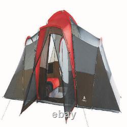 Large Outdoor Camping Tent, 10-Person 3-Room Cabin Screen Porch Waterproof Red