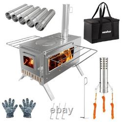 Large Tent Stove Portable Wood Burning Stove Stainless Steel for Camping Hunting