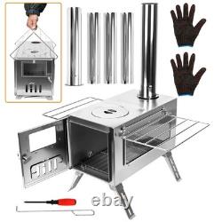 Large Tent Stove Portable Wood Burning Stove Stainless Steel for Camping Hunting