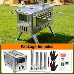 Large Tent Stove Portable Wood Burning Stove Stainless Steel for Camping Hunting