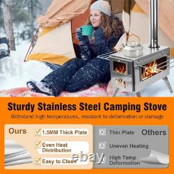 Large Tent Stove Portable Wood Burning Stove Stainless Steel for Camping Hunting