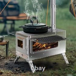 Large Tent Stove Portable Wood Burning Stove Stainless Steel for Camping Hunting