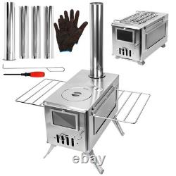 Large Tent Stove Portable Wood Burning Stove Stainless Steel for Camping Hunting
