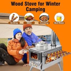 Large Tent Stove Portable Wood Burning Stove Stainless Steel for Camping Hunting
