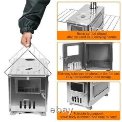 Large Tent Stove Portable Wood Burning Stove Stainless Steel for Camping Hunting