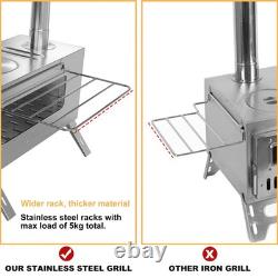 Large Tent Stove Portable Wood Burning Stove Stainless Steel for Camping Hunting