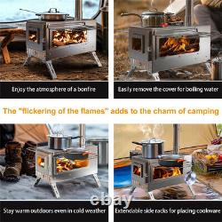 Large Tent Stove Portable Wood Burning Stove Stainless Steel for Camping Hunting