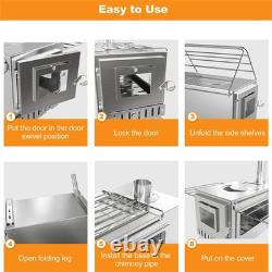 Large Tent Stove Portable Wood Burning Stove Stainless Steel for Camping Hunting