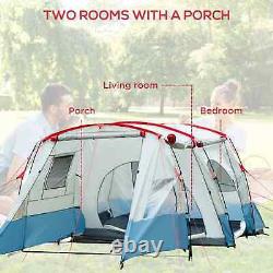 Large Tunnel Camping Tent 3 Person Room Hiking Fishing Shelter Portable Bag Blue