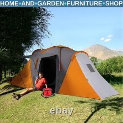 Large Tunnel Camping Tent with 2 Bedrooms Living Area 2000mm Waterproof 4-6 Man