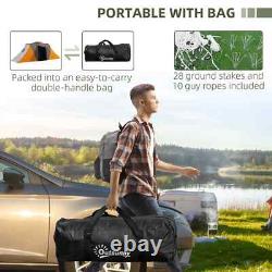 Large Tunnel Camping Tent with 2 Bedrooms Living Area 2000mm Waterproof 4-6 Man