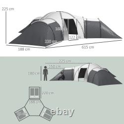 Large Tunnel Tent with 3 Bedroom, Living Area and Porch for 6-9 Person