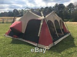 Large Used 15x15 Jeep Camping Tent 4 Room Vacation Home With Canvas Rolling Bag