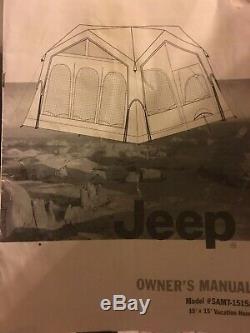 Large Used 15x15 Jeep Camping Tent 4 Room Vacation Home With Canvas Rolling Bag