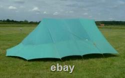 Large Vintage Green Canvas Ridge Tent 3m x 2m, UK Scout shop, with extended fly