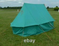 Large Vintage Green Canvas Ridge Tent 3m x 2m, UK Scout shop, with extended fly