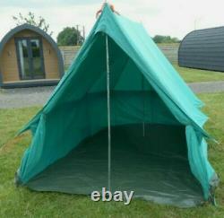 Large Vintage Green Canvas Ridge Tent 3m x 2m, UK Scout shop, with extended fly