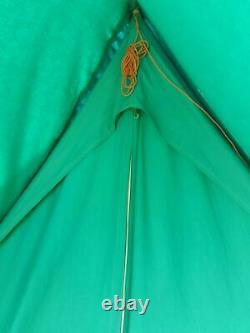 Large Vintage Green Canvas Ridge Tent 3m x 2m, UK Scout shop, with extended fly