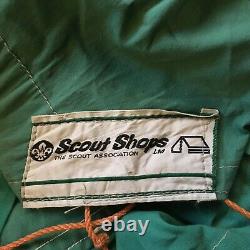 Large Vintage Green Canvas Ridge Tent 3m x 2m, UK Scout shop, with extended fly