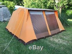 Large Vintage Retro Canvas Frame Tent. 1970s. Orange & Brown. Made By Lichfield