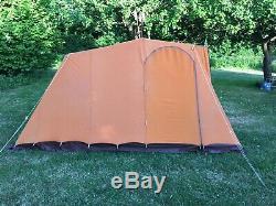 Large Vintage Retro Canvas Frame Tent. 1970s. Orange & Brown. Made By Lichfield