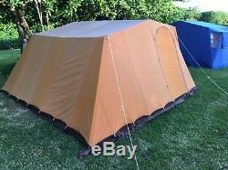 Large Vintage Retro Canvas Frame Tent. 1970s. Orange & Brown. Made By Lichfield