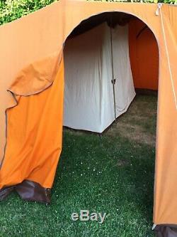 Large Vintage Retro Canvas Frame Tent. 1970s. Orange & Brown. Made By Lichfield