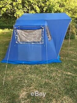 Large Vintage Retro French Canvas Frame Tent. 1970s. Red & Blue. Made By Lamont