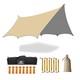 Large Waterproof Camping Tarp 5x5m Hexagon Shelter, Sun & Rain Canopy, Grou