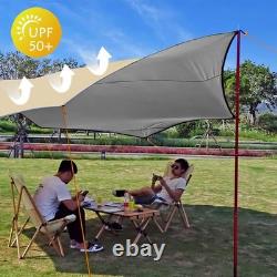 Large Waterproof Camping Tarp 5x5m Hexagon Shelter, Sun & Rain Canopy, Grou