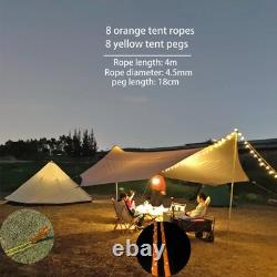 Large Waterproof Camping Tarp 5x5m Hexagon Shelter, Sun & Rain Canopy, Grou