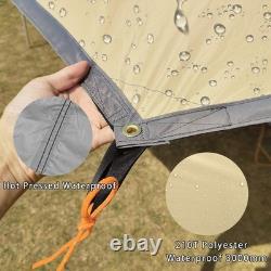 Large Waterproof Camping Tarp 5x5m Hexagon Shelter, Sun & Rain Canopy, Grou