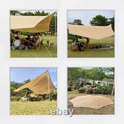Large Waterproof Camping Tarp 5x5m Hexagon Shelter, Sun & Rain Canopy, Grou