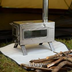 Large Wood Burning Stove Outdoor Camping Tent Cooking Stove Tall Chimney Pipes