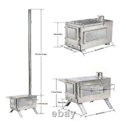 Large Wood Burning Stove Outdoor Camping Tent Cooking Stove Tall Chimney Pipes