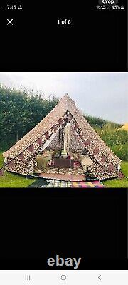 Leopard Print Glamping Bell Tent, Sleeps 4, Boutique Camping. 4 Meters