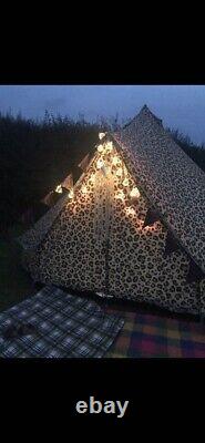 Leopard Print Glamping Bell Tent, Sleeps 4, Boutique Camping. 4 Meters