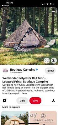 Leopard Print Glamping Bell Tent, Sleeps 4, Boutique Camping. 4 Meters