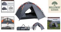 Lightweight 3-Man Instant Camping Tent with Removable Rain-Fly & Large Porches
