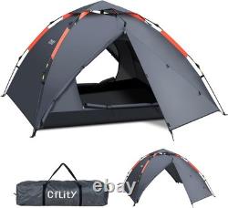 Lightweight 3-Man Instant Camping Tent with Removable Rain-Fly & Large Porches
