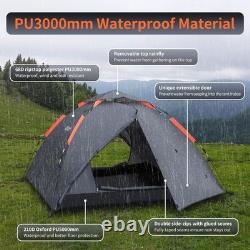 Lightweight 3-Man Instant Camping Tent with Removable Rain-Fly & Large Porches