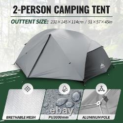 Lightweight Camping Tent for 2, Waterproof & Windproof with Mesh Windows