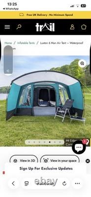 Luxton Inflatable Air Tent 6 Man 5000mm Living Area Bedroom Awning Pump And Bag