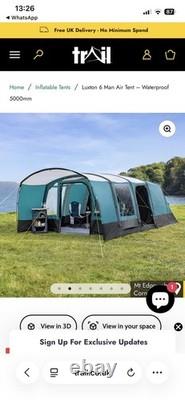 Luxton Inflatable Air Tent 6 Man 5000mm Living Area Bedroom Awning Pump And Bag