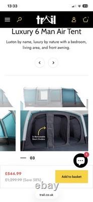 Luxton Inflatable Air Tent 6 Man 5000mm Living Area Bedroom Awning Pump And Bag