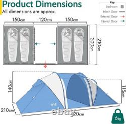 Luxury 4-Person Camping Tent with Living Space, 3000mm Waterproof Rating