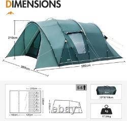 Luxury 6 Man Tunnel Tent Large Family with Living Area 2 Bedroom green