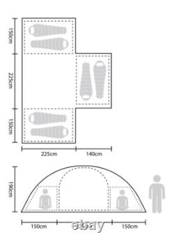 Mountain Warehouse Camping Tent Dome Style with Large Ventilation 6 Person