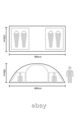 Mountain Warehouse Holiday 4 Person Dome Tent Large Sturdy for Camping Hiking